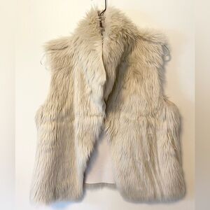 Women's Cream Faux Fur Vest